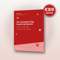 Red ebook cover featuring "The Complete Dog Coaching System" title and paw print designs, by DogyCoach.